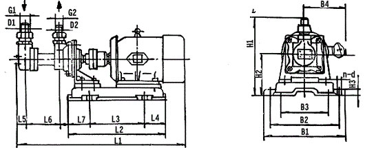   3G25×4、3G36×4型船用三螺桿泵外形及安裝尺寸